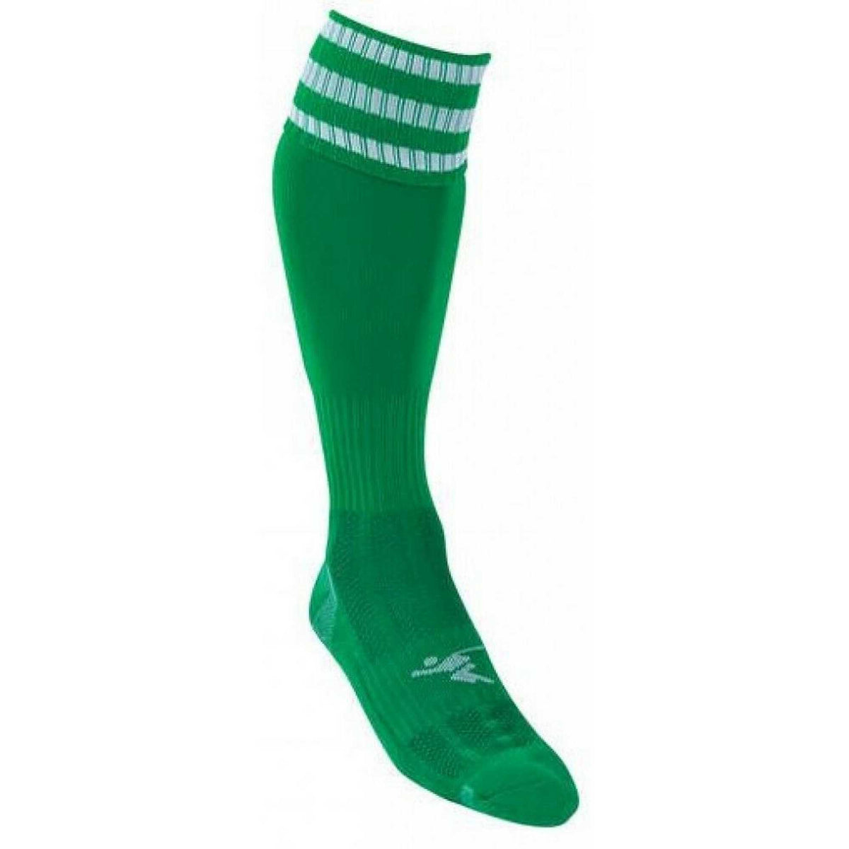 Green-White - Back - Precision Childrens-Kids 3 Stripe Pro Football Socks