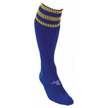 Royal Blue-Gold - Back - Precision Childrens-Kids 3 Stripe Pro Football Socks
