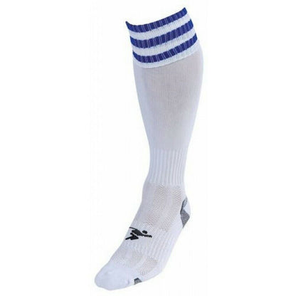 White-Royal Blue - Front - Precision Childrens-Kids 3 Stripe Pro Football Socks