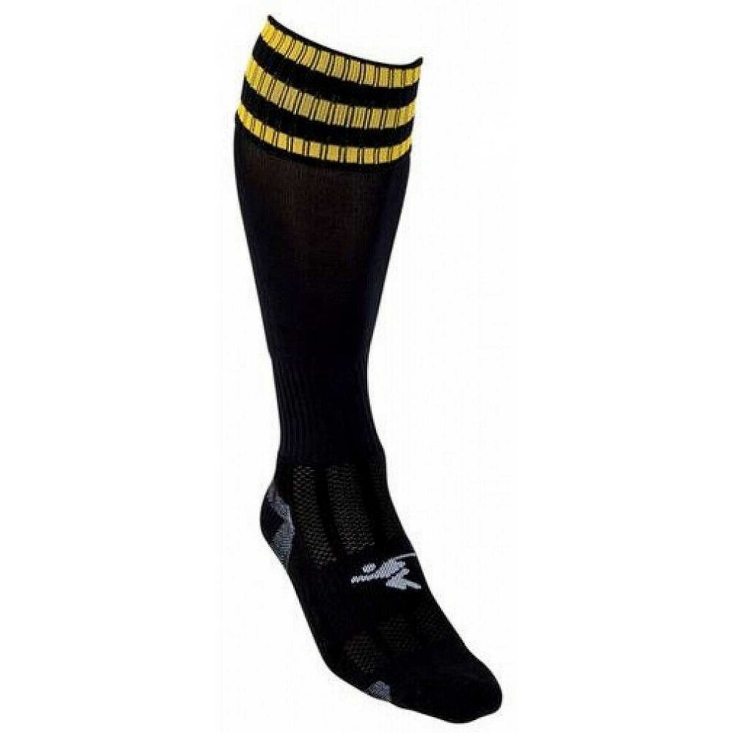 Black-Gold - Back - Precision Childrens-Kids 3 Stripe Pro Football Socks