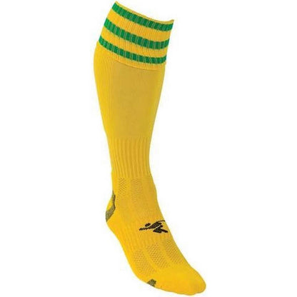 Yellow-Green - Back - Precision Childrens-Kids 3 Stripe Pro Football Socks