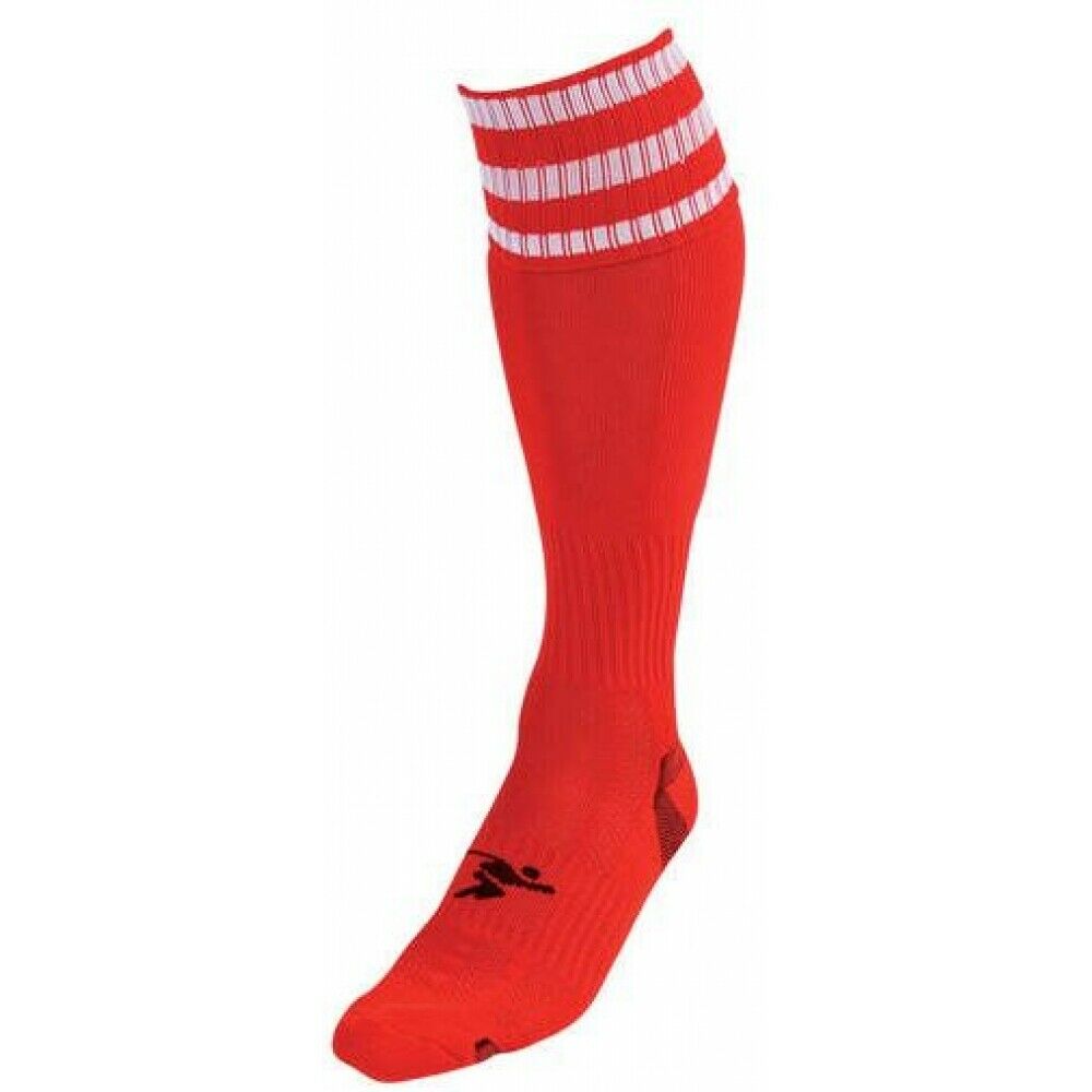 Red-White - Front - Precision Unisex Adult 3 Stripe Pro Football Socks