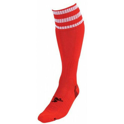 Red-White - Front - Precision Unisex Adult 3 Stripe Pro Football Socks