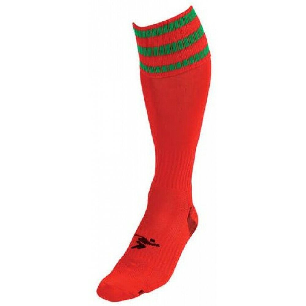 Red-Green - Front - Precision Unisex Adult 3 Stripe Pro Football Socks