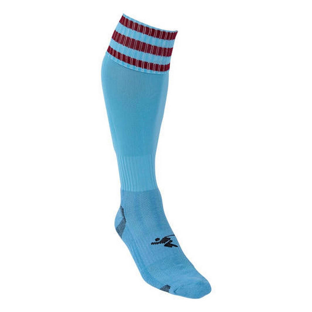 Sky Blue-Maroon - Back - Precision Unisex Adult 3 Stripe Pro Football Socks