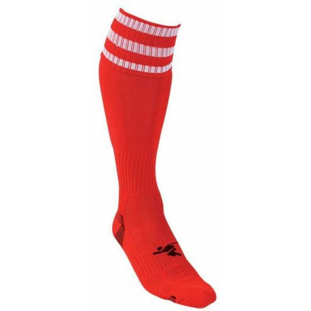 Red-White - Back - Precision Unisex Adult 3 Stripe Pro Football Socks