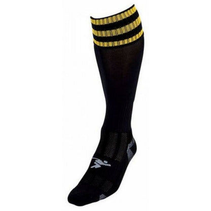 Black-Gold - Front - Precision Unisex Adult 3 Stripe Pro Football Socks