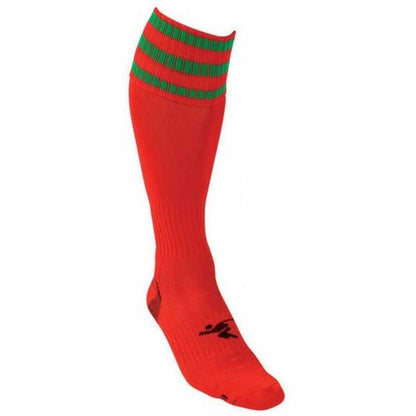 Red-Green - Back - Precision Unisex Adult 3 Stripe Pro Football Socks