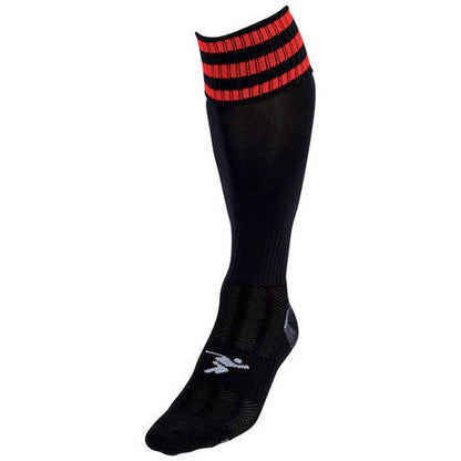 Black-Red - Front - Precision Unisex Adult 3 Stripe Pro Football Socks
