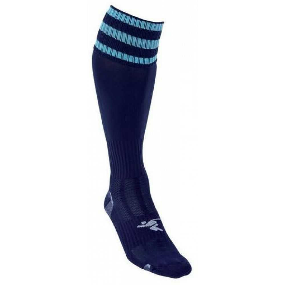 Navy-Sky Blue - Back - Precision Unisex Adult 3 Stripe Pro Football Socks