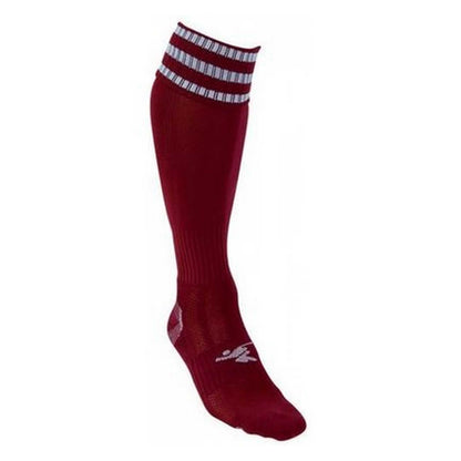 Maroon-White - Back - Precision Unisex Adult 3 Stripe Pro Football Socks
