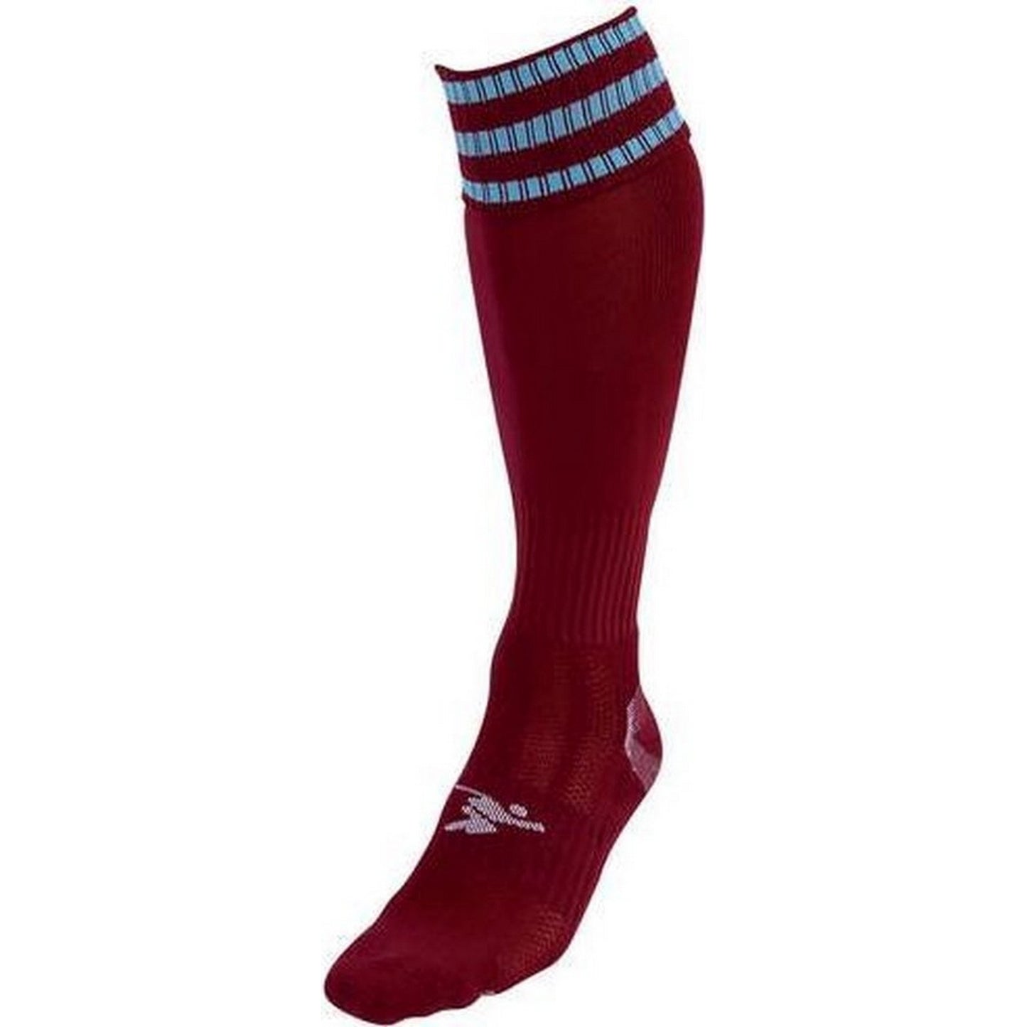 Maroon-Sky Blue - Front - Precision Unisex Adult 3 Stripe Pro Football Socks