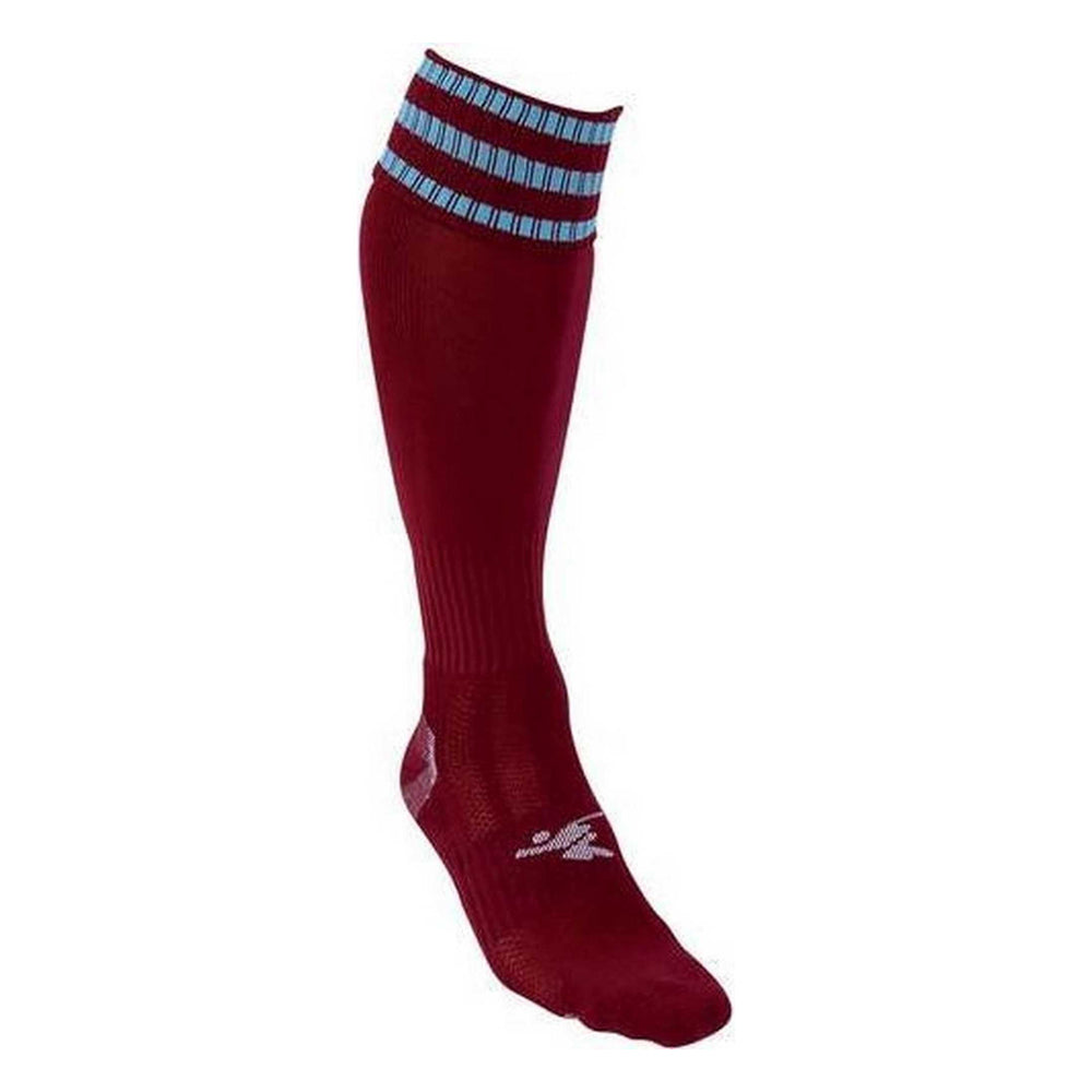 Maroon-Sky Blue - Back - Precision Unisex Adult 3 Stripe Pro Football Socks