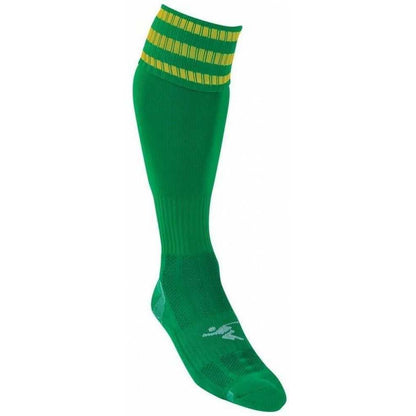 Green-Gold - Back - Precision Unisex Adult 3 Stripe Pro Football Socks