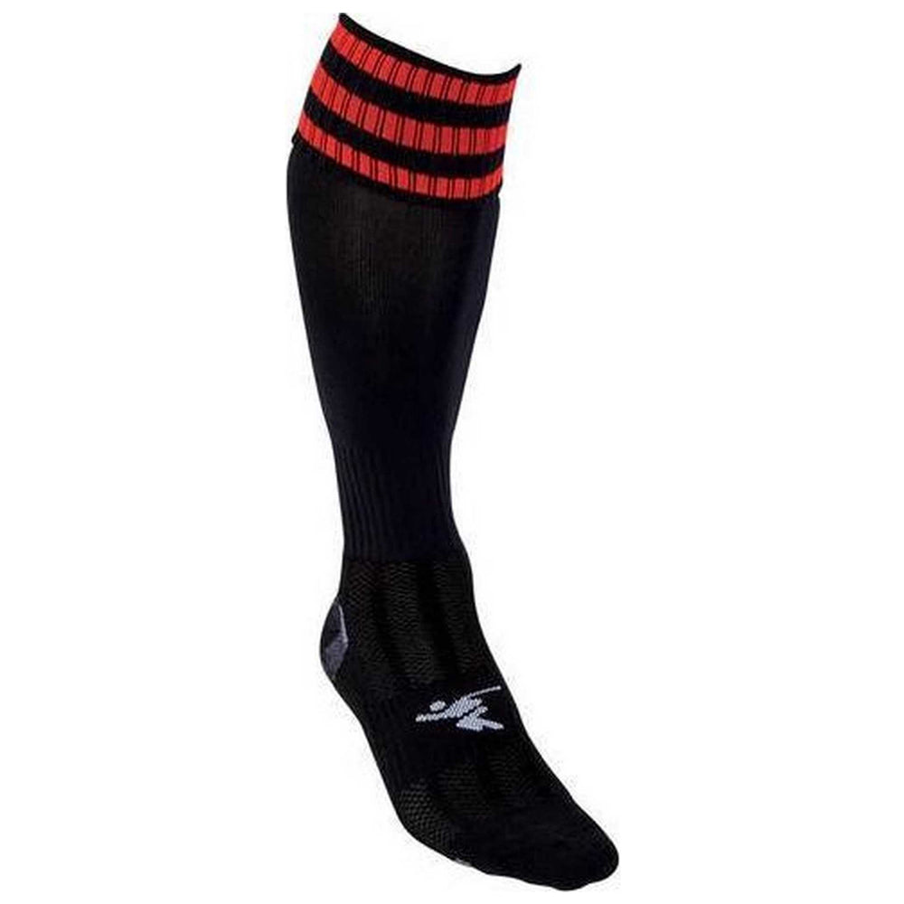 Black-Tangerine - Back - Precision Unisex Adult 3 Stripe Pro Football Socks