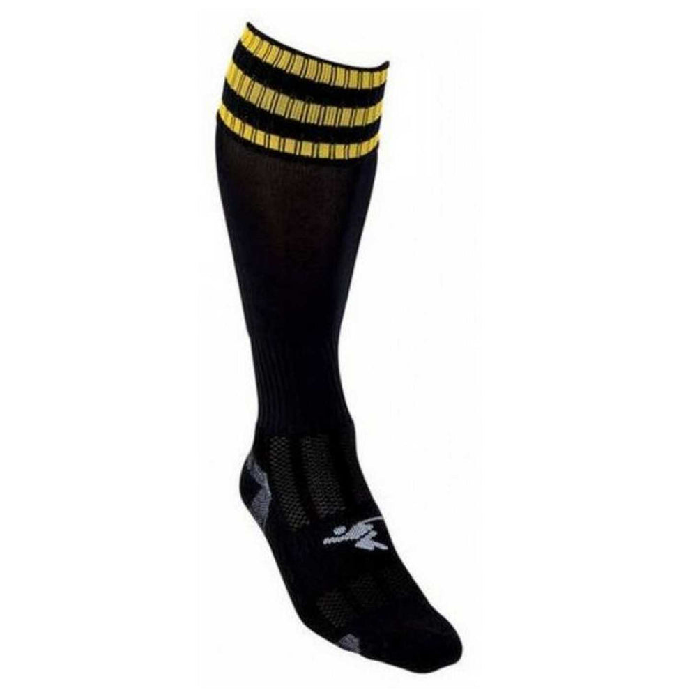 Black-Gold - Back - Precision Unisex Adult 3 Stripe Pro Football Socks
