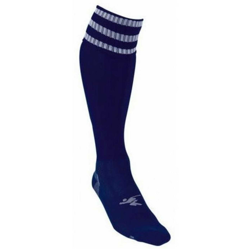 Navy-White - Side - Precision Unisex Adult 3 Stripe Pro Football Socks