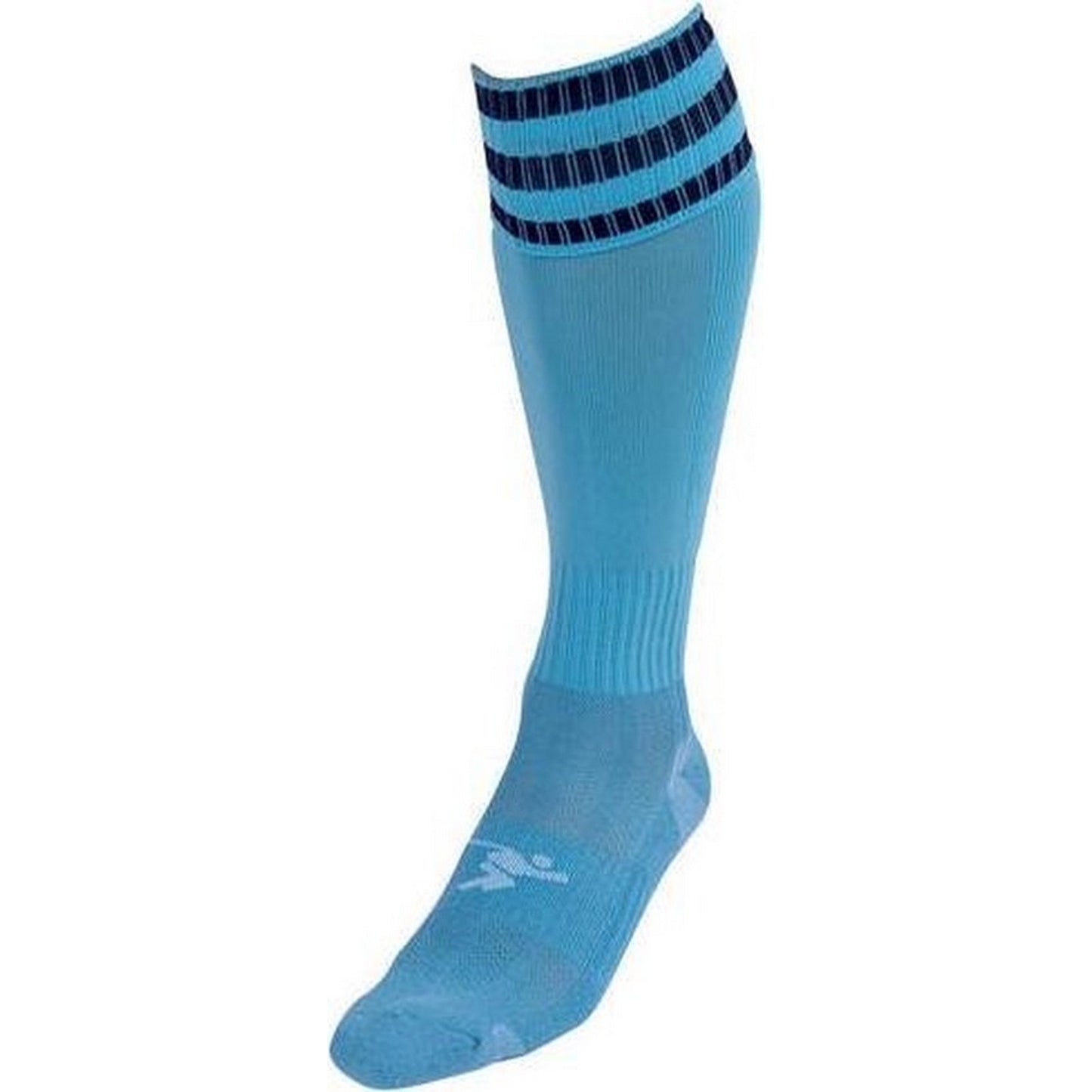 Sky Blue-Navy - Front - Precision Unisex Adult 3 Stripe Pro Football Socks