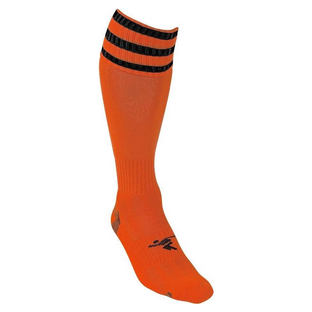 Tangerine-Black - Back - Precision Unisex Adult 3 Stripe Pro Football Socks