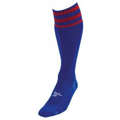 Royal Blue-Red - Front - Precision Unisex Adult 3 Stripe Pro Football Socks