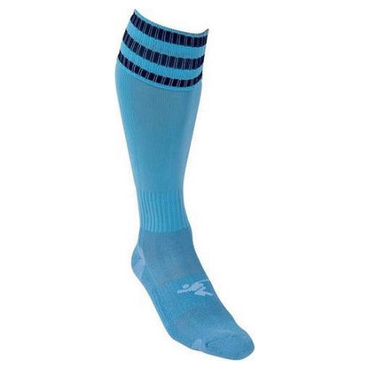 Sky Blue-Navy - Back - Precision Unisex Adult 3 Stripe Pro Football Socks