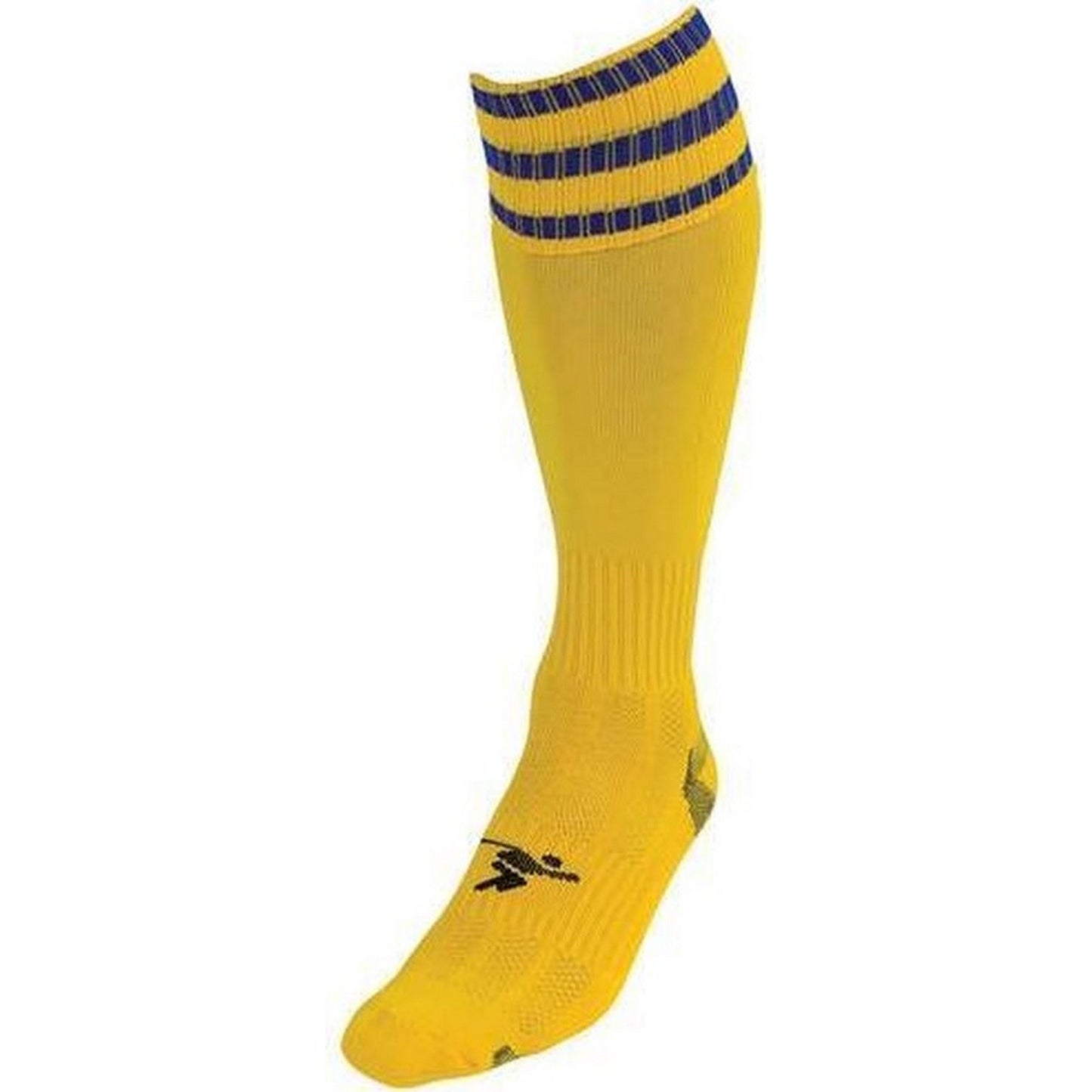 Yellow-Royal Blue - Front - Precision Unisex Adult 3 Stripe Pro Football Socks