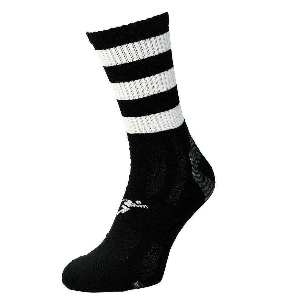 Black-White - Back - Precision Childrens-Kids Pro Hooped Gaelic Mid Socks