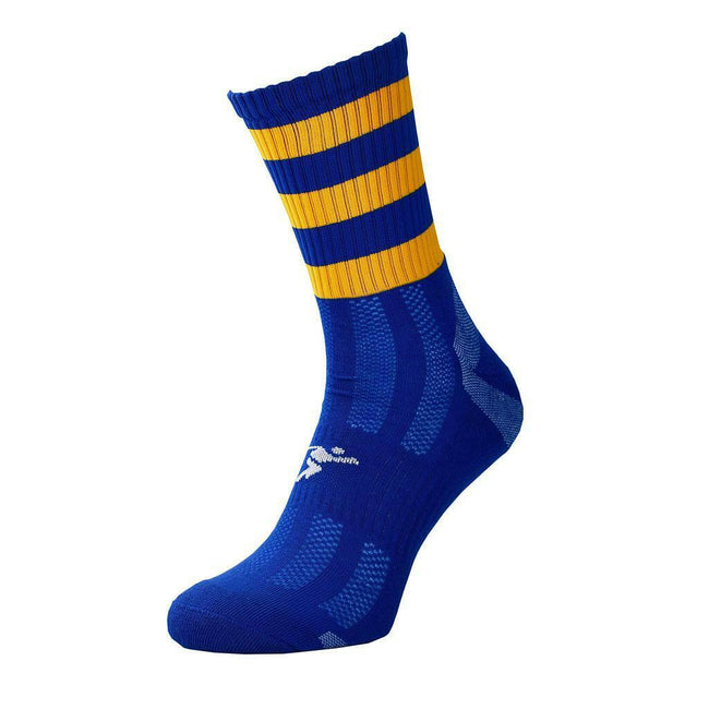 Royal Blue-Amber Glow - Front - Precision Childrens-Kids Pro Hooped Football Socks