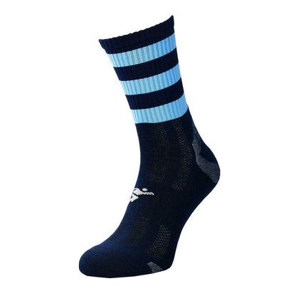 Navy-Sky Blue - Front - Precision Childrens-Kids Pro Hooped Gaelic Mid Socks