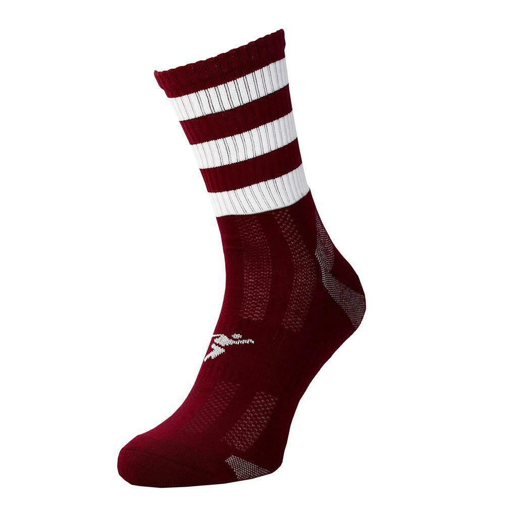 Maroon-White - Front - Precision Unisex Adults Pro Hooped Gaelic Mid Socks