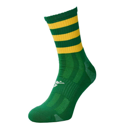 Green-Gold - Front - Precision Unisex Adults Pro Hooped Gaelic Mid Socks