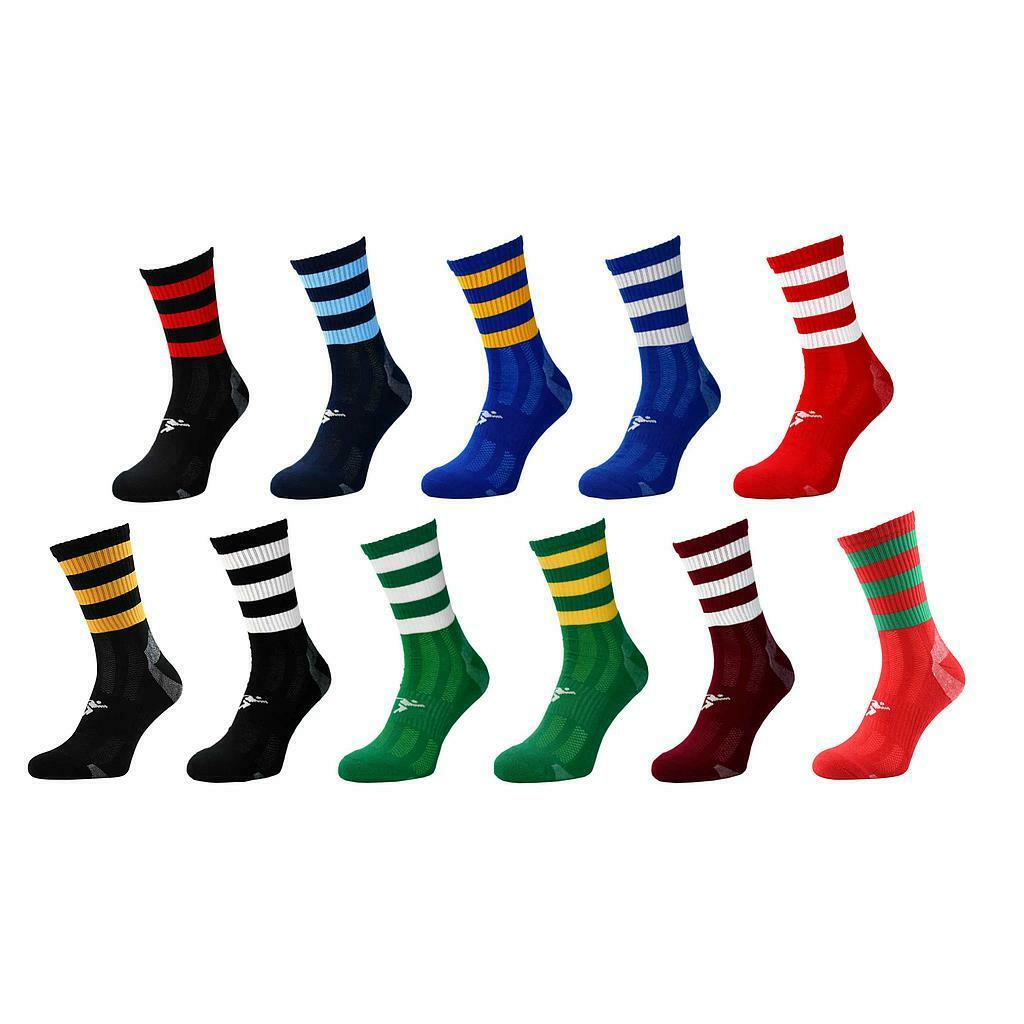 Red-Green - Side - Precision Unisex Adults Pro Hooped Gaelic Mid Socks