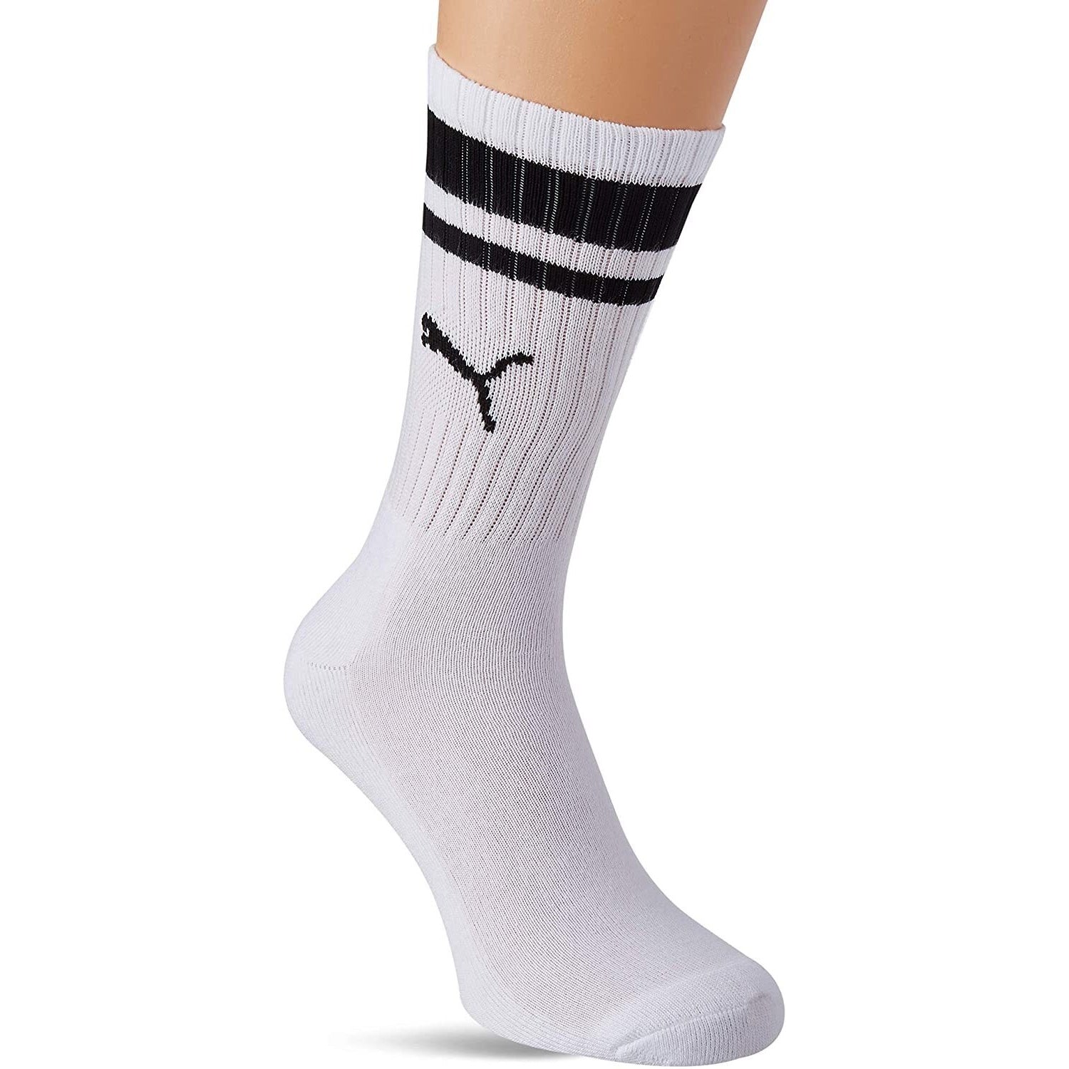 White-Black - Side - Puma Unisex Adult Heritage Stripe Crew Socks (Pack of 2)