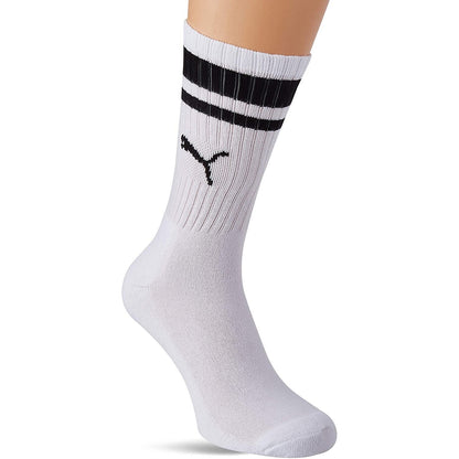White-Black - Side - Puma Unisex Adult Heritage Stripe Crew Socks (Pack of 2)