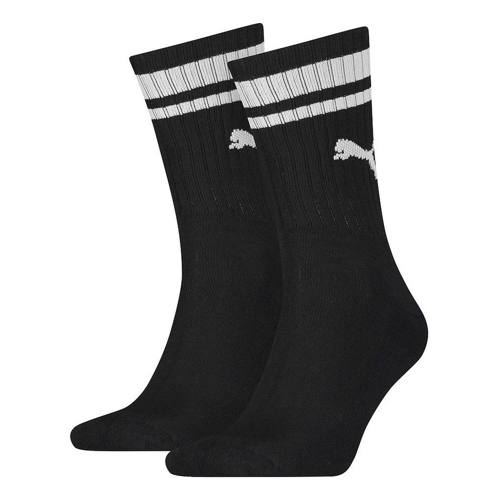 Black-White - Front - Puma Unisex Adult Heritage Stripe Crew Socks (Pack of 2)