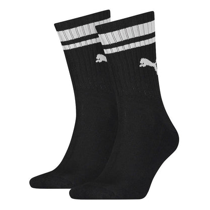 Black-White - Front - Puma Unisex Adult Heritage Stripe Crew Socks (Pack of 2)