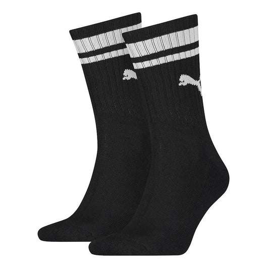 Black-White - Front - Puma Unisex Adult Heritage Stripe Crew Socks (Pack of 2)