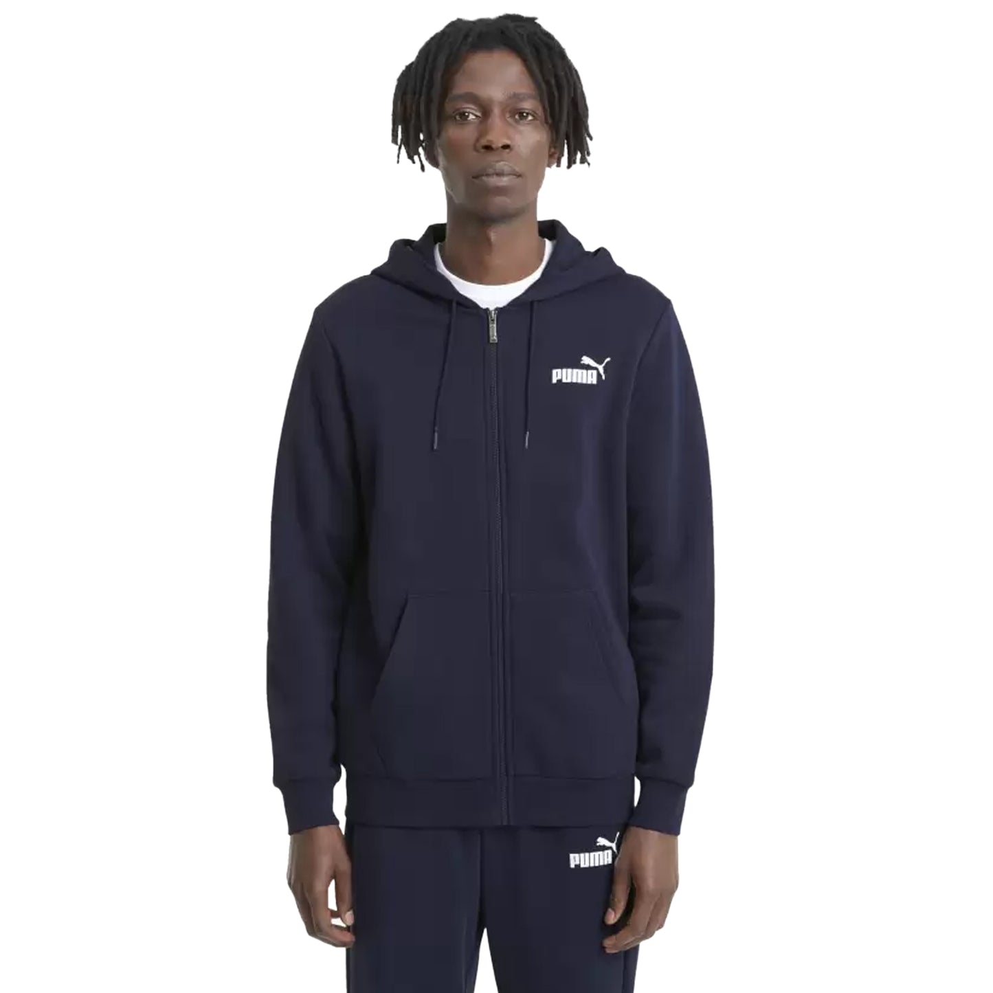 Navy - Side - Puma Mens ESS Hoodie
