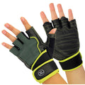 Black-Neon Green - Front - Fitness Mad Mens Leather Weightlifting Gloves