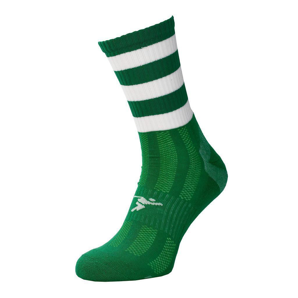 Green-White - Front - Precision Childrens-Kids Pro Hooped Gaelic Mid Socks