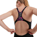 Black-Pink-Charcoal - Pack Shot - Speedo Womens-Ladies Endurance Laneback One Piece Swimsuit