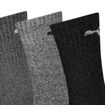 Grey - Side - Puma Unisex Adult Crew Sports Socks (Pack Of 3)