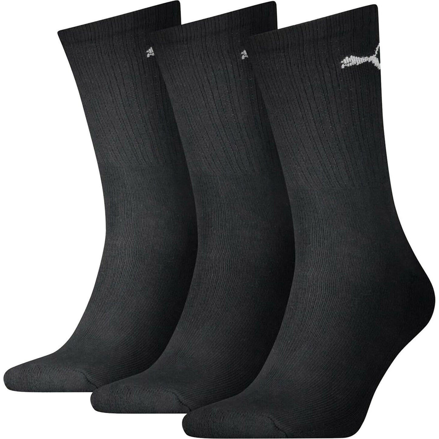 Black - Back - Puma Unisex Adult Crew Sports Socks (Pack Of 3)