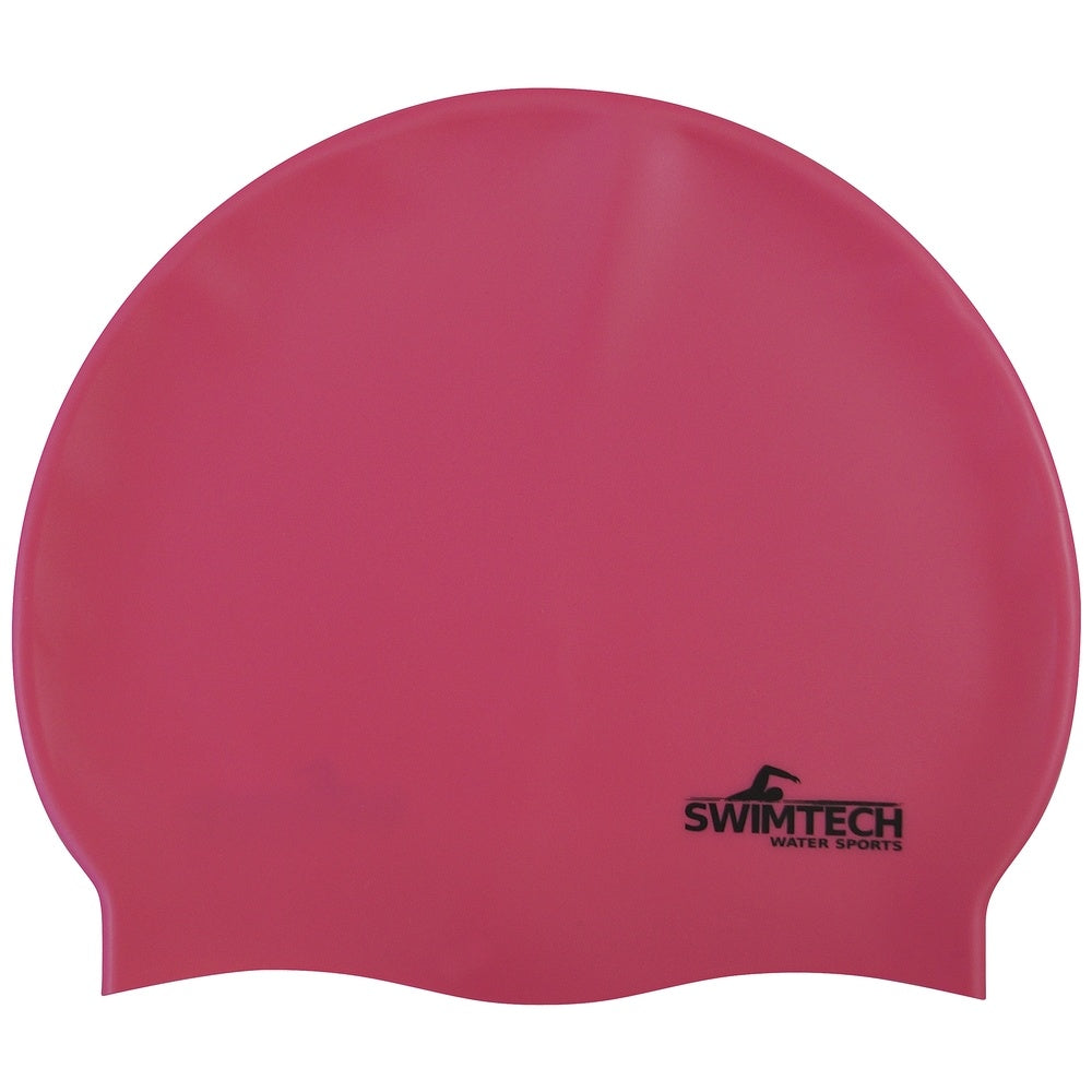 Pink - Front - SwimTech Unisex Adult Silicone Swim Cap