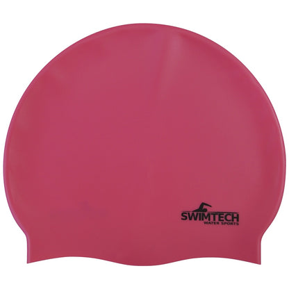 Pink - Front - SwimTech Unisex Adult Silicone Swim Cap