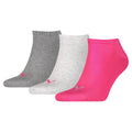 Pink-Grey-Charcoal Grey - Front - Puma Unisex Adult Invisible Socks (Pack of 3)
