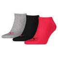 Black-Red-Grey - Front - Puma Unisex Adult Invisible Socks (Pack of 3)