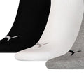 Grey-White-Black - Back - Puma Unisex Adult Invisible Socks (Pack of 3)