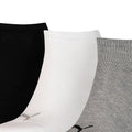 Grey-White-Black - Side - Puma Unisex Adult Invisible Socks (Pack of 3)