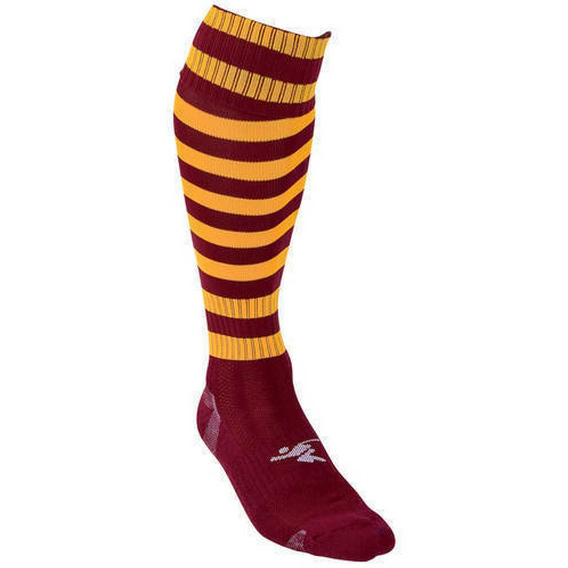 Maroon-Amber Glow - Back - Precision Childrens-Kids Pro Hooped Football Socks